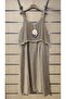 Italian Linen Dress with Mesh Strap and Fringe Detail