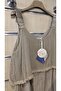 Italian Linen Dress with Mesh Strap and Fringe Detail - 3