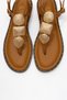 Helen Tan Genuine Leather Flip Flops Gold Buckle Women's Sandals - 2