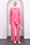 Pink Front Tie Tunic Pants Suit