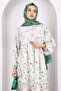 Green Half Button Skirt Layered Floral Print Dress - 3