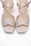 Lisbon Beige Satin Cross Strap Women's Platform Heeled Shoes - 2