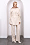 Stone Front Draped Tunic Pants Suit