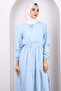 Blue Collar Tie Skirt Layered Muslin Dress - 3