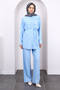 Baby Blue Front Draped Tunic Pants Set - 2