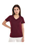 Wine LADIES BASIC V NECK SOLID TEE 8-18