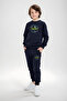3-Piece Boy's Tracksuit Set with Round Neck Print Details - 2
