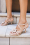Natali Women's Beige Flower Heel Sandals - 7