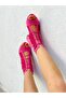 Smile Fuchia Suede Meshed Lace up 5 cm Heel Summer Boots - 7