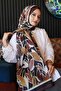 Leaf Pattern Brown Soft Cotton Shawl - 2