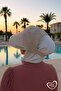 Women's Shaded Bonnet Hat - Summer Hijab Hat with Visor Beige (Size Adjustable) - 2