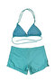 Turquoise Women's Triangle Shorts Bikini Set - 2