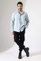 Men's Shirt Oversize Fit Gabardine Fabric Snap Tie Shirt - 3