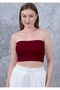 Women's Burgundy Strapless Crop Bustier Casual & Stylish Top Stretchy Fabric - 5