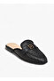 Textured Slip-On Mules with Metal Accent - 2