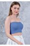 Women's Blue Strapless Crop Bustier Casual & Stylish Top Stretchy Fabric - 6