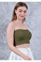 Women's Khaki Strapless Crop Bustier Casual & Stylish Top Stretchy Fabric - 3