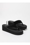 Velvet High Platform Heel Black Women's Flip Flops Beach Slippers (6.0) cm - 3
