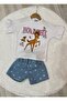 Bambi Printed Denim Shorts Embroidered Girls' Bottom Top Set - 2