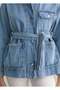 Denim Shacket With Belt - 4