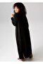 Women's Plus Size Black, Soft Jersey Fabric, Front Pleat Long Sleeve Maxi Dress 65N39013 - 4