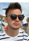 Black Framed Black Glass Brand Model Round Polarized Unisex Sunglasses - 2