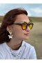 Brand Oval Unisex Sunglasses with Black Frame and Yellow Transparent Glass - 3