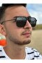 Black Matte Framed Model Unisex Sunglasses with Black Metal Detail