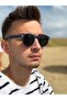 Brand Model Men's Sunglasses with Black Glass with Navy Blue Matte Round Frame