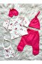 Floral Cloud Pattern Candy Pink 5-Piece Newborn Baby Girl Hospital Release Set - 2