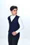 Boy's V-Neck Buttoned Knitwear School Vest