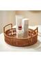 3PCS Hand-Woven Round Rattan Serving Tray with Handles Rustic Basket for Bread Coffee & Dining - 7