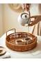 3PCS Hand-Woven Round Rattan Serving Tray with Handles Rustic Basket for Bread Coffee & Dining - 2