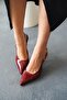 Women's Open Back Design Buckle Heeled Shoes Claria Claret Red - 4