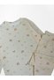 Girl's 100% Cotton Fabric Beige Color Flower Patterned Long Sleeve Winter Pajama Set - 3