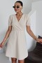 Rochie mini bej cu mânecă scurtă pentru damă - 6