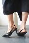 Women's Open Back Design Buckle Heeled Shoes Claria Black Patent Leather - 4