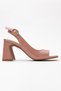 Salmon Patent Leather Thick Heeled Ankle Buckle Women's Sandals - 2