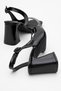 Black Patent Leather Thick Heeled Ankle Buckle Women's Sandals - 4