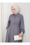 Women's Pocket Detail Buttoned Belted Smoke Linen Dress - 4