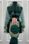 Green Bridal Veil Set, Glass Beads and Pearls, Henna Night Veil Face Cover Set 6 Pieces - 6