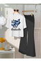 Children's Blue Butterflies Printed T-Shirt Spanish Leg Tracksuit Set