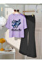 Children's Blue Butterflies Printed T-Shirt Spanish Leg Tracksuit Set