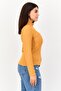 Women Mock Neck Long Sleeve Textured Top, Mustard - 4