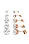 Copper Color Plated Cubic Zirconia Stud Earrings Set 5 Pairs
