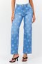 Women Straight Fit Allover Print Denim Jeans, Blue