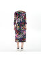 Women's Floral Patterned Purple Dress (with Plus Size Option) - 3