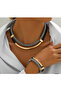Elara: Zigzag Fabric Gold Detailed Necklace & Bracelet Set - 4