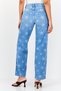 Women Straight Fit Allover Print Denim Jeans, Blue - 3