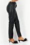 Women Regular Fit Leather Pants, Black - 4